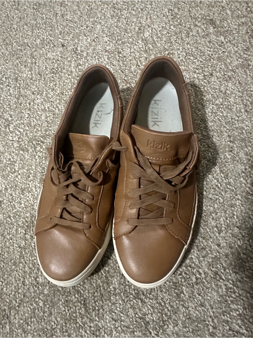 Kizik Vegas Hands-Free Leather Sneakers Chestnut Brown Men's Size 12-13.5 Wide